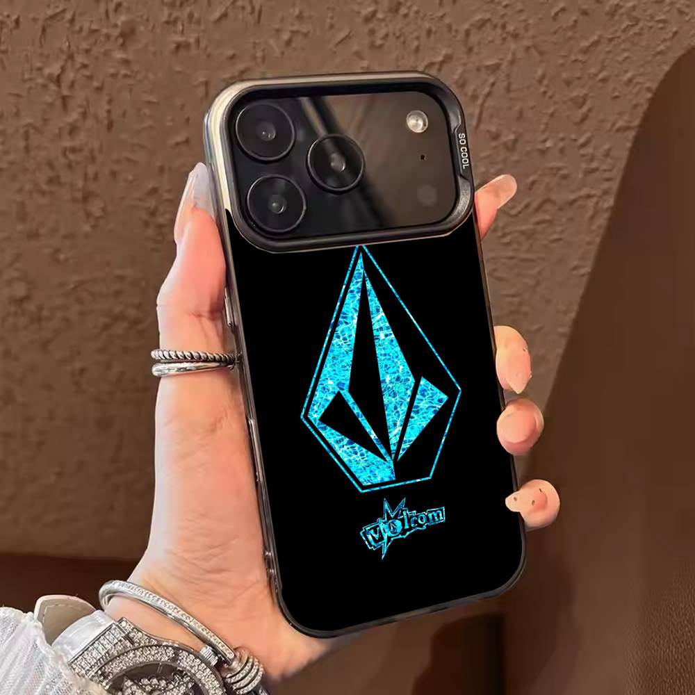 Volcom sport style  Phone Case For iPhone 17,16,15,14,13,12,11,Pro Max,Plus black Candy Silver Cover