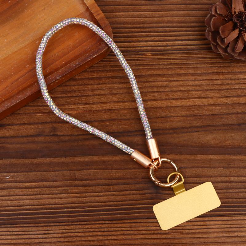 Hot Sale Luxury Full Phone Lanyard With Metal Clip Universal Short Chain Handheld Wrist Flash Accessory For Mobile Phones
