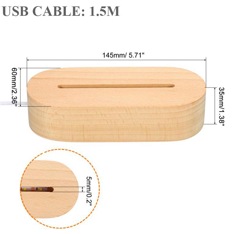 Solid Wood Oval Acrylic Night Light Base Stand USB Powered Stand Customized 3D Laser Song Lamp Accessories Supplies