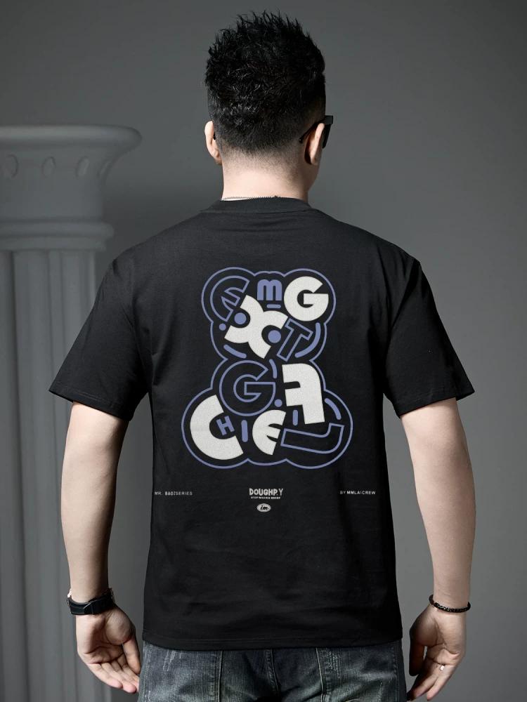 European-Style Round Neck Short-Sleeve T-Shirt for Men, Summer 2025 New Trendy Brand with Bear Print, Half-Sleeve Men's Top