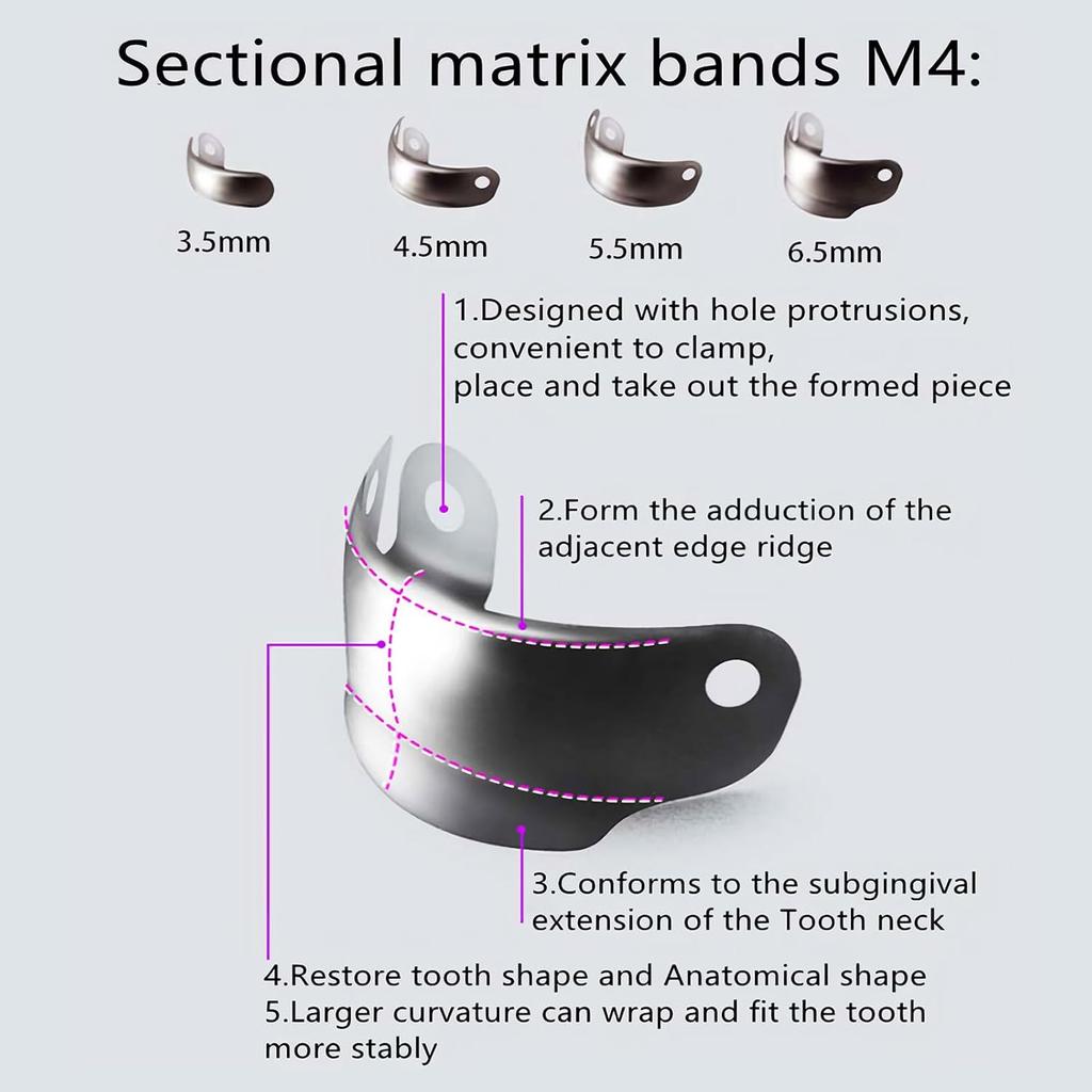 50PCS Dental Sectional Contoured Matrices Matrix Bands, M4 Dental Matrix Bands, Dental Matrix Bands for Dental Restorations (5.5mm, 2)