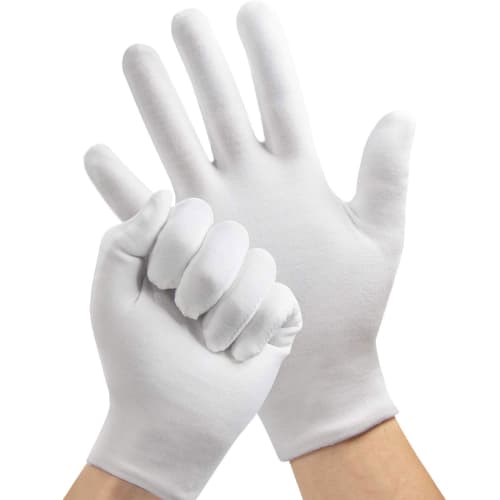 FUYUERO Cotton Gloves, 100% Pure Cotton, White, for Hand Care, Moisturizing, Work, Housework, Formal Wear, and Sleeping. Perfect for Drivers, Inspecti