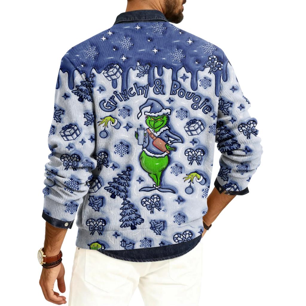 Herre Rund Hals Langermet Ribbestrikket Pullover