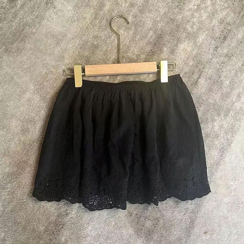 

Women s Lace Hem Buttock Covering Layered Skirt – Spring/Fall 2XL [125-140 kg] чорний
