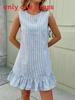 Summer Sleeveless Ruffle Hem Casual Dress With Piping For Travel And Date Night