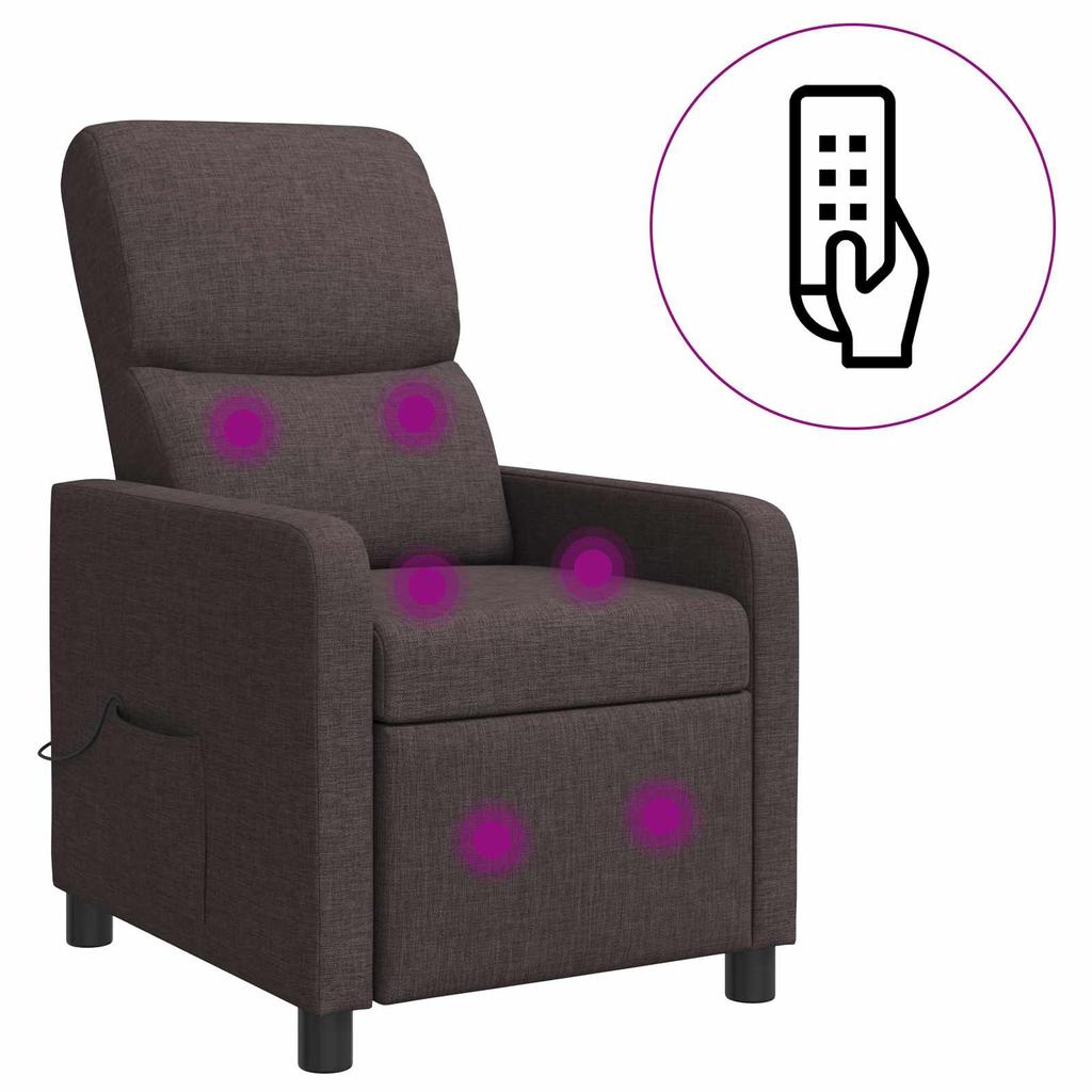 Massage Recliner Dark Brown Polyester