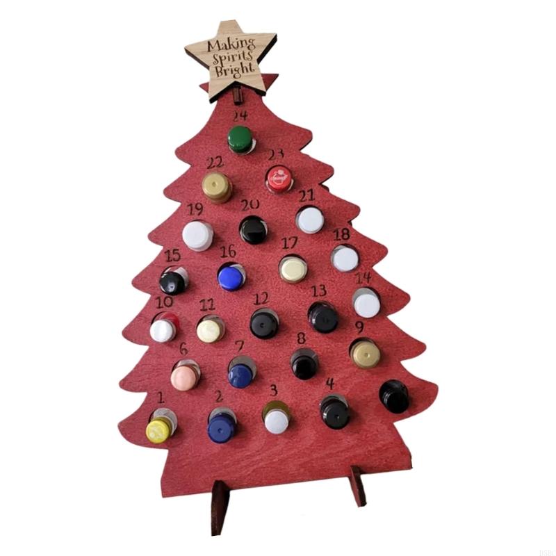Christmas Count Down Calendar Natural Design Accommodates 24 Miniature Bottle Holiday Decoration For Family