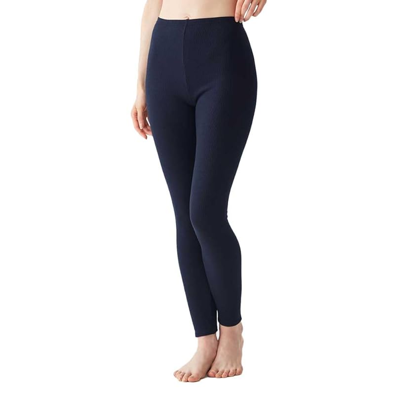 

[Gunze] leggings Skin side cotton blend moisture absorption heat generation Warm innerwear rib material HOTMAGIC hot magic MH8461 ladies lanvin navy