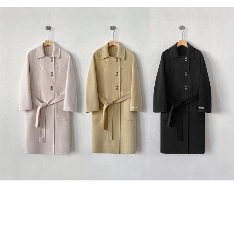 Women's Double-Sided Cashmere Wool Coat - Sweet, Commuting, Versatile, Loose, Single-Breasted Design.
