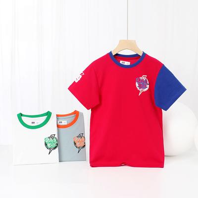 Summer Korean Version of Children's New Boys' Short-sleeved T-shirt CuHK Children's Trend Fan Color Cotton Shirt Children's Short-sleeved