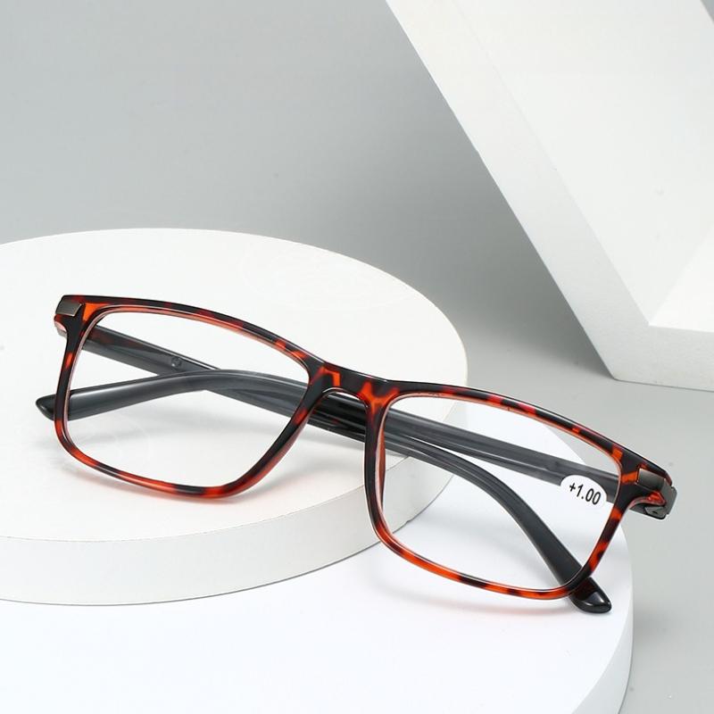 New Anti-Blue Light Farsightedness Glasses Men And Women Retro Square Frame Ultra-Light High-Definition Presbyopia Glasses +4.0