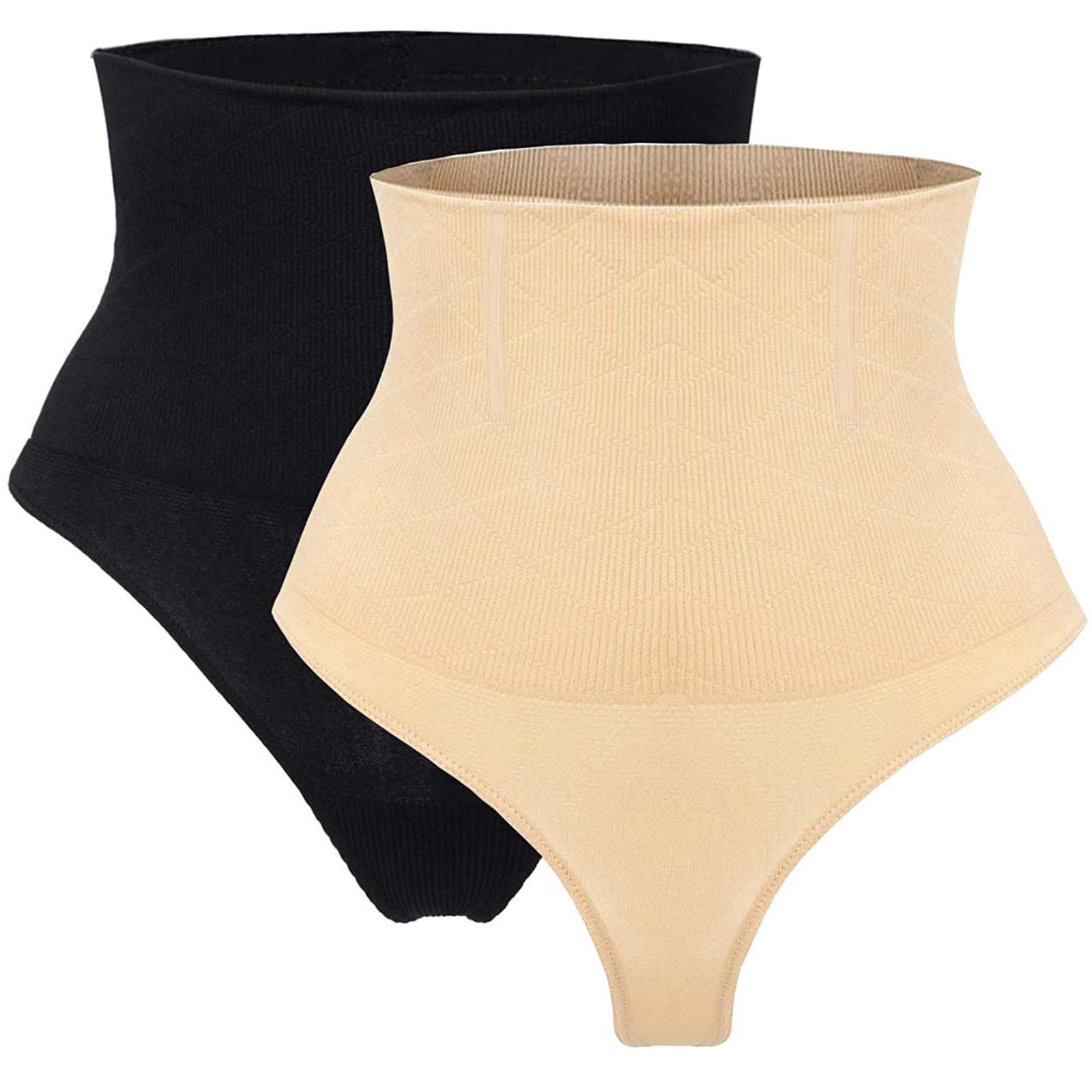 

Women s Mid Waist Solid Buttock Raising Belly Closing Open Buttock Thong 2PCS XXL