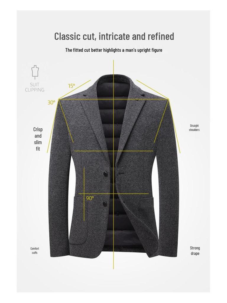 2025 Men's Wool Suit-Style Thick Down Jacket