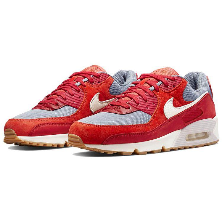 Nike Air Max 90 Premium Gym Red Men Sneakers Habanero-Red Smoke-Grey Pale-Ivory DH4621-600