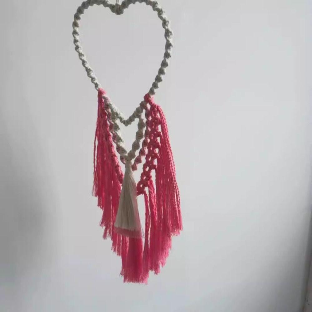 Hand-Woven Heart-shaped Macrame Tapestry Art Cotton Rope Tapestry Wall Hanging Tapestry  Dorm Room