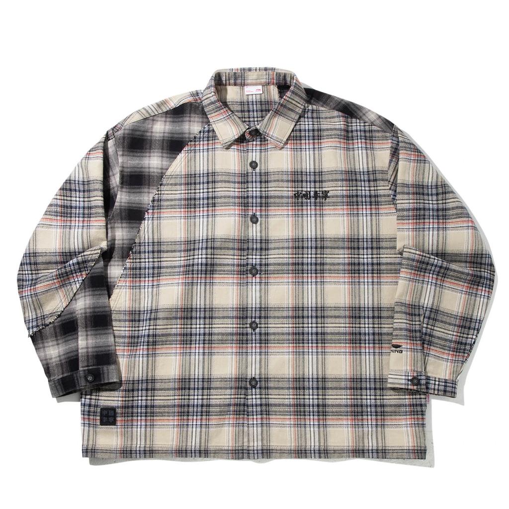 Li Ning Plaid Button Soft Breathable Loose Versatile Long Sleeve Shirt Men Shirts ASHV205-1