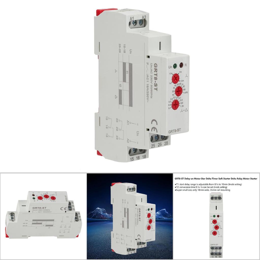 GRT8‑ST Delay On Motor Star Delta Timer Soft Starter Delta Relay Motor Starter( AC DC12V 240V)