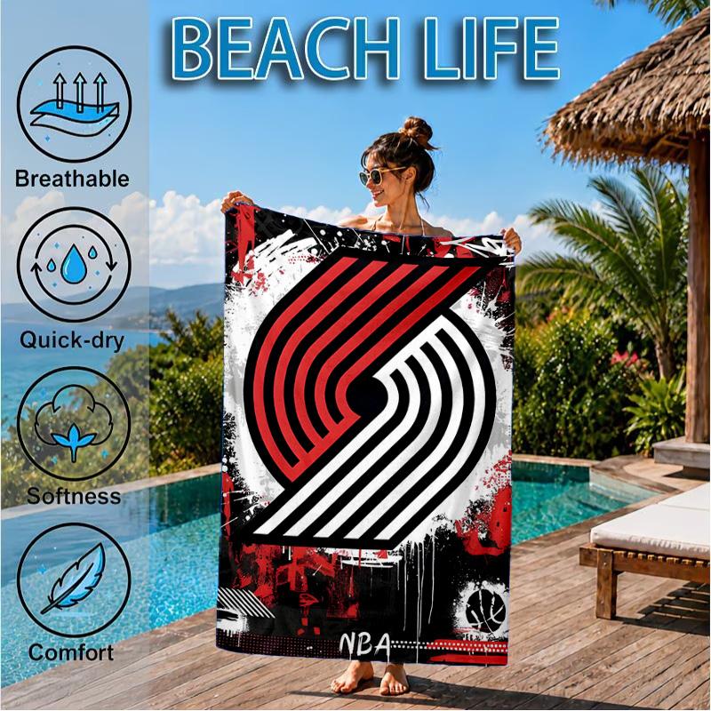 Trail Blazers Logo Beach Towel, Microfiber Beach Towel, Perfect For Pool, Beach, Travel, Home Decor Beach Party Fan Gifts