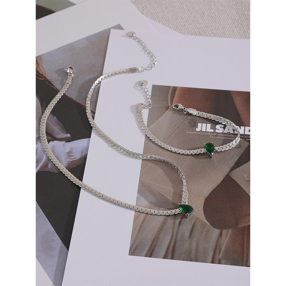 Yhpup Fashion 18K Gold Plated Bling Cubic Zirconia Stainless Steel Necklace Bracelet Jewelry Set Chain Texture Collar Waterproof