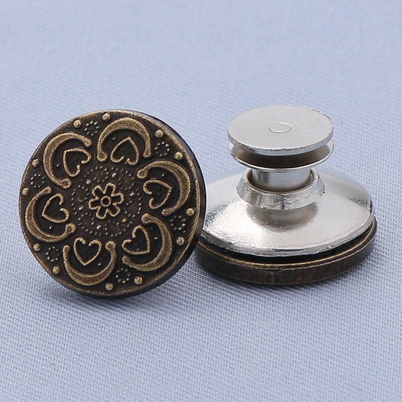 Adjustable 17MM Metal Waist Slimming I-Shaped Jeans Button - Detachable and Nail-Free