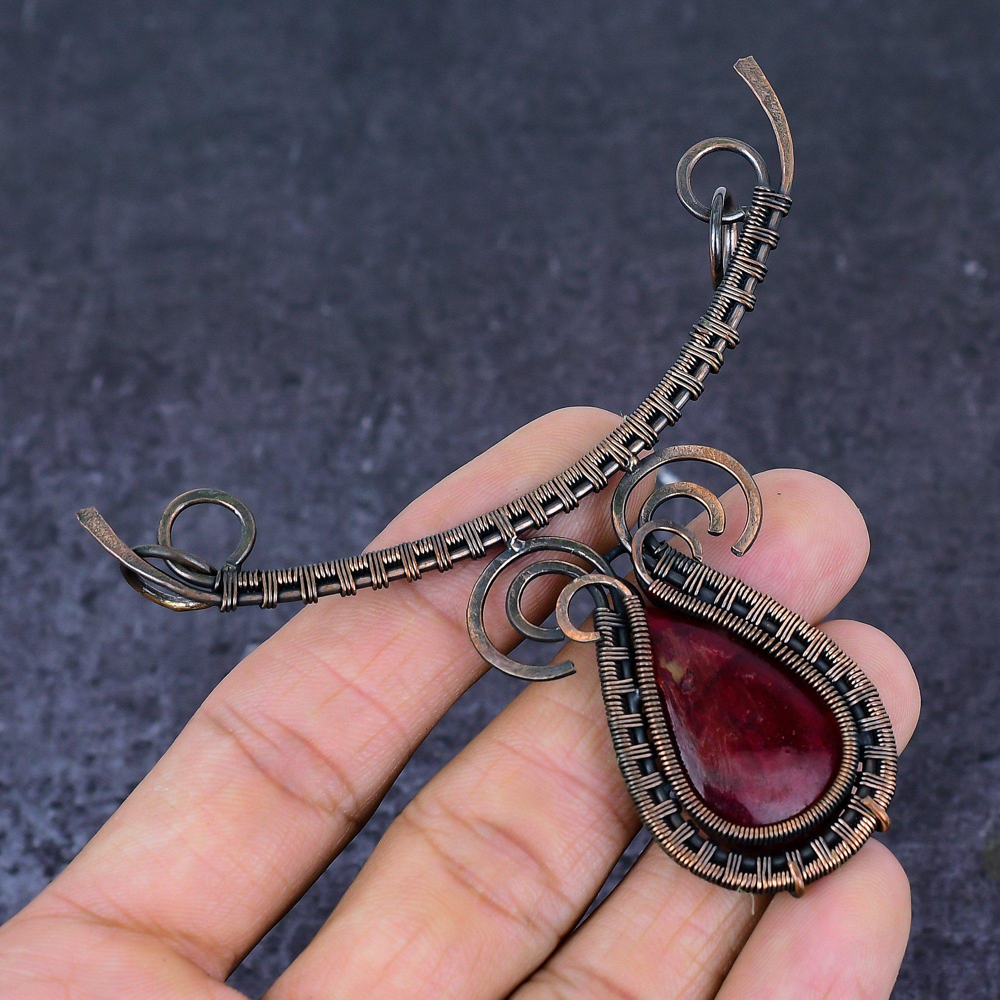 

Натуральный красный лабрадорит драгоценный камень медь проволока обмотка ювелирное ожерелье 18 d5M10