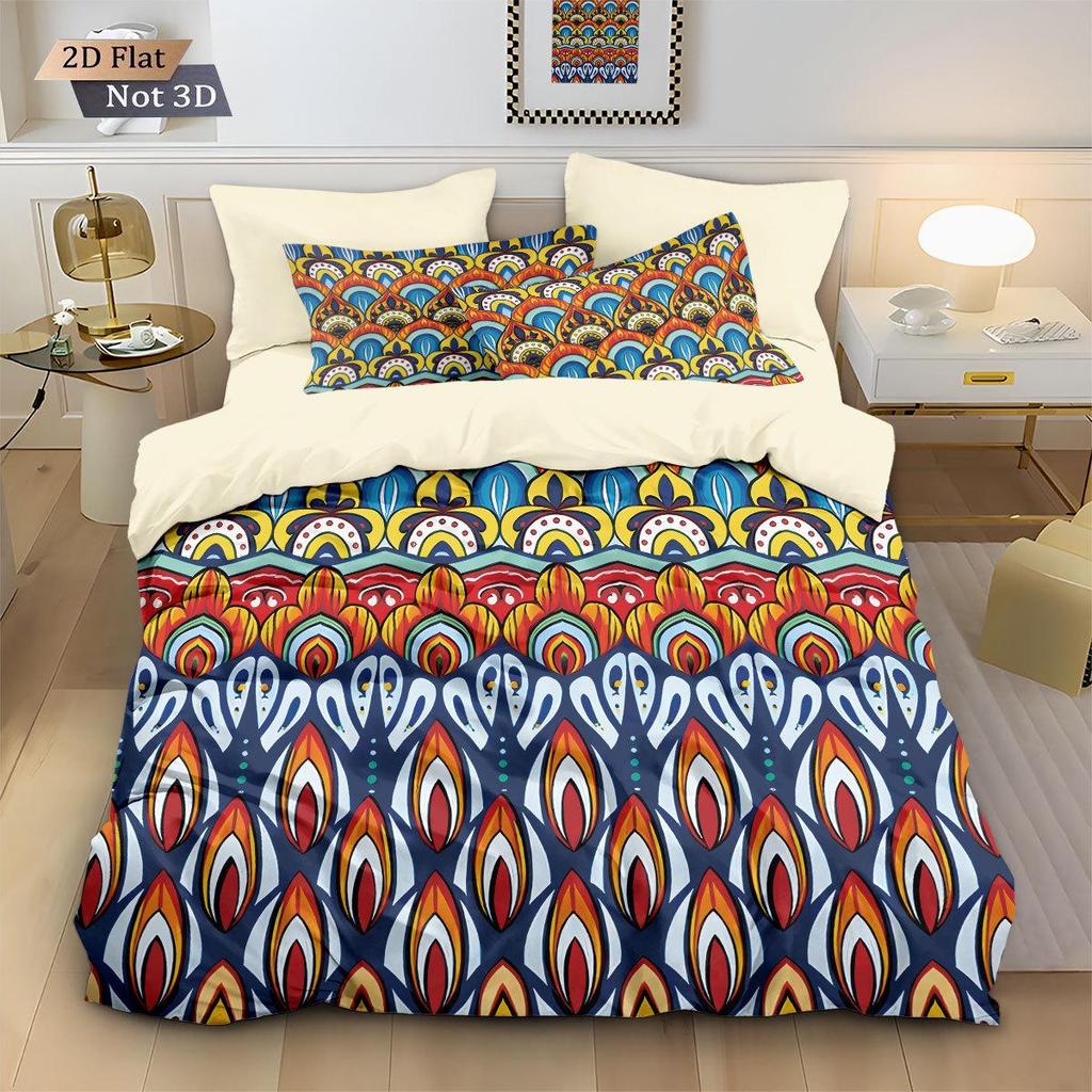 Duvet Cover Set med Keramiskt Kakelmönster - Digitaltryck, 3-delat Sängkläder