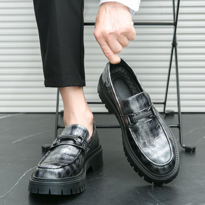 Pantofi cu platformă Mocasini Bărbați Cu talpă groasă Nuntă Negru Formal Pantofi de afaceri Slip-on Piele Creștere