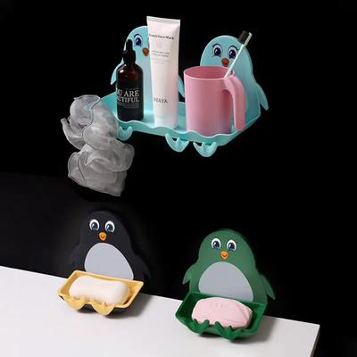 Pinguin Seifenbox Saugknopf Wandmontage Niedlich Ablauf Toilette Kein Bohren Regal Seifenbox Wolke Haken Seifenbox Hund Seifenregal