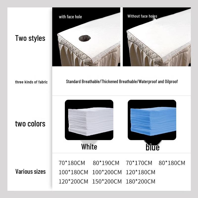Waterproof Oil-Proof Disposable Massage Bed Sheets with Face Hole for Beauty Salon or Physiotherapy.