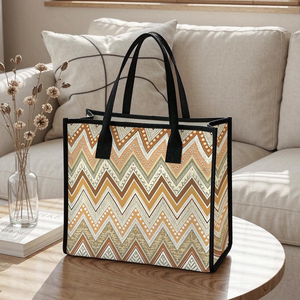Bohemian Geometric Print Large Casual Tote Bag for Daily Shopping Travel