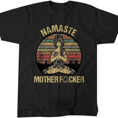 Męski T-shirt Rekreacyjny Vintage Namaste Matka Explicit 3D T-shirt Męski Bawełniany z Okrągłym Dekoltem Top Lato