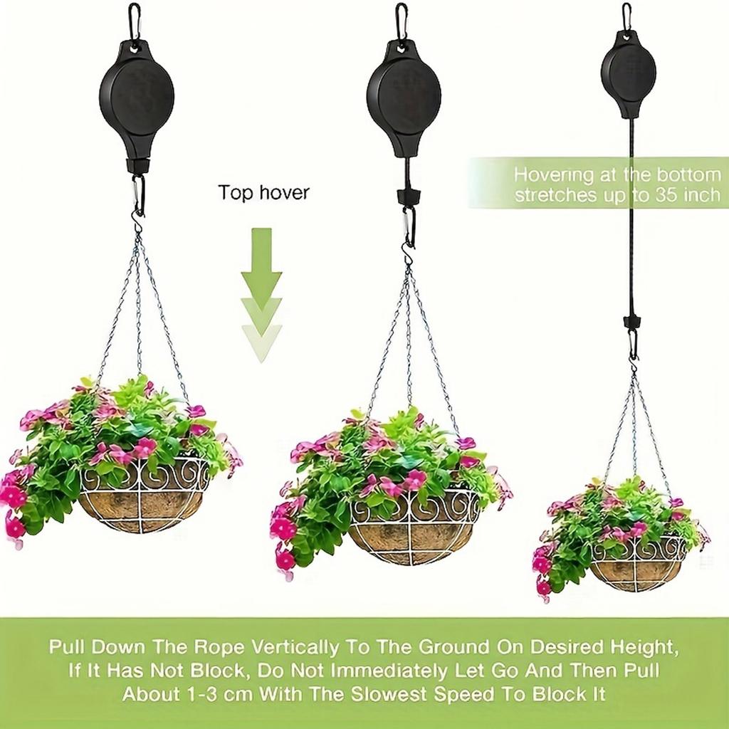 Adjustable Height Retractable Hanging Hook for, Birdcages and Flower Pots - Gardening Tool