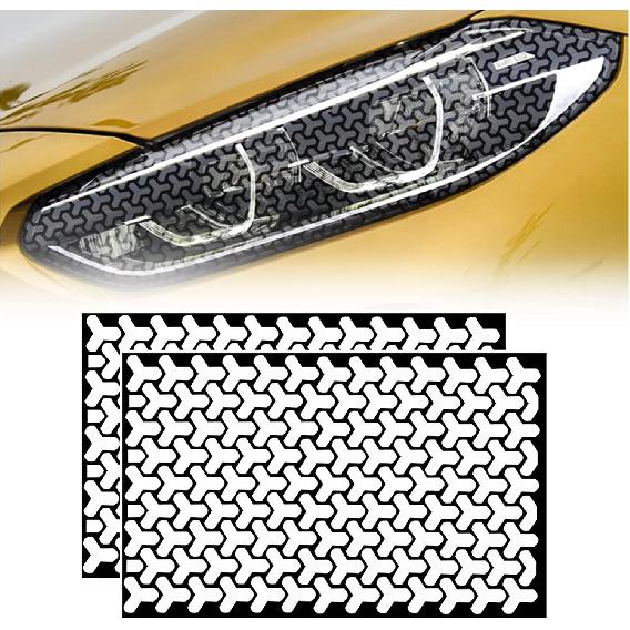 

2 Pack Headlight Taillight Tint Y Grid Graphic Tail Light Lamp Cover Film Car DIY Self Adhesive Tint Film Sheet 18.89 x 11.81 , Black