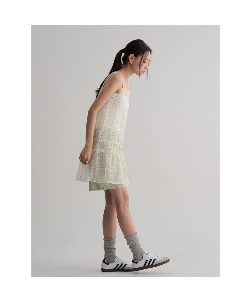 8SECONDS Sheer Dot Mini Dress - Ivory