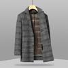 Autumn and Winter Men's Double-sided Woolen Coat Medium and Long Suit Collar Down Removal Liner Wool Plaid Jacket