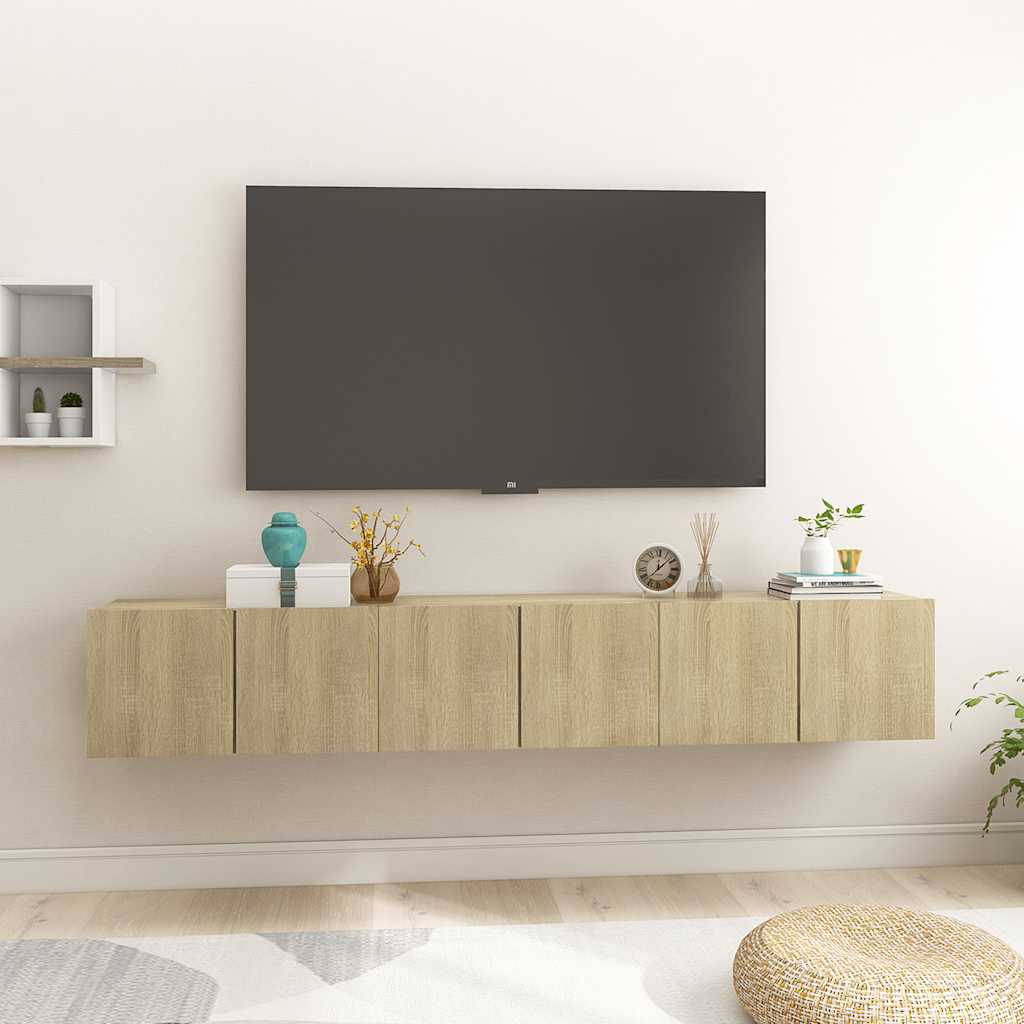 Vidaxl Szafki Wiszące Pod Tv 3 Szt., Dąb Sonoma, 60X30X30 Cm
