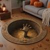 Halloween Round Rug Skeleton Hands Pit 3D Pumpkins Area Rug Living Room Holiday Home Decor Aesthetic Art Premium