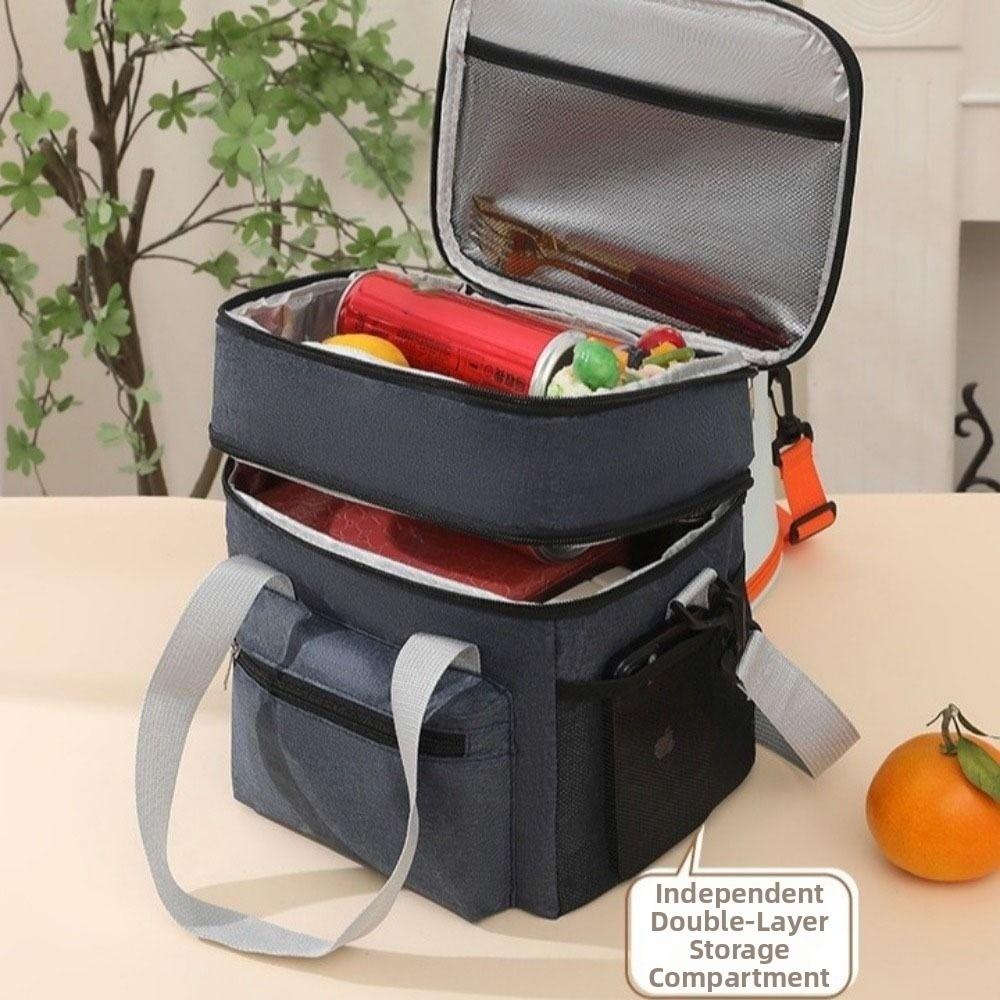 Large Capacity Insulated Lunch  Bag with Shoulder Strap Thermal Lunch Pouch  Travel Picnic