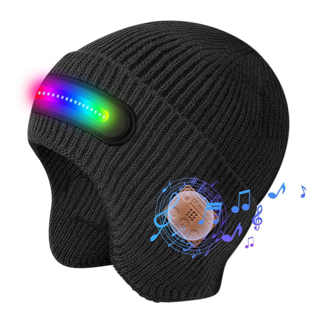 Bluetooth LED Glowing Music Hat - Wireless, Colorful, Rechargeable, Perfect for Holiday Performances