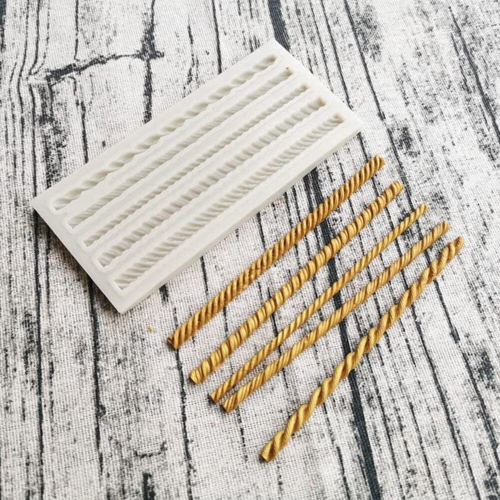 Aouke Braided Rope Silicone Mold Kitchen DIY Dessert Chocolate Mold Fondant Long Strip Lace Decoration Mold