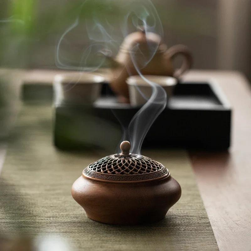 Walnuss Massivholz Räuchergefäß Chinesisch Vintage Heim Sandelholz Basis Kreativer Aromatherapie Ofen