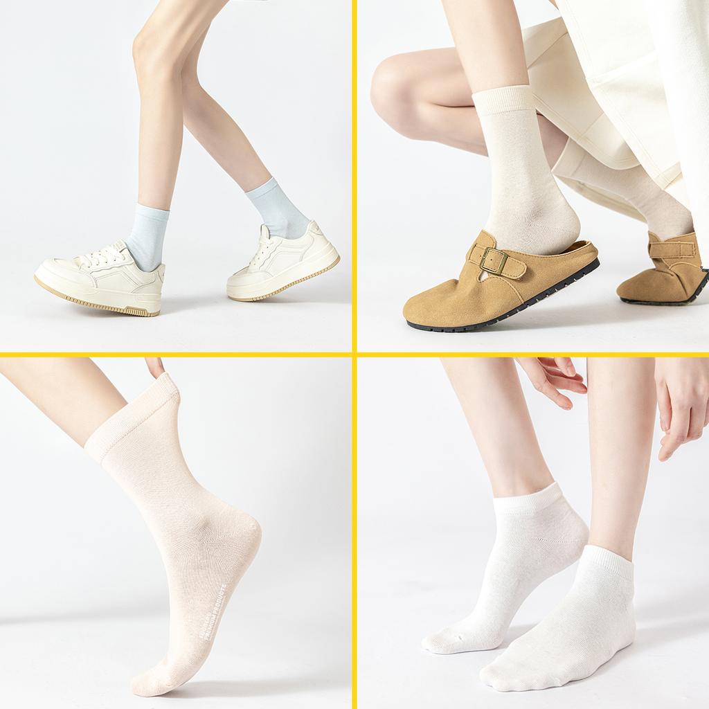 5 Pairs of Khmer Xinjiang Long Staple Cotton Anti Pilling Socks, 10A Antibacterial and Odor Proof Women's Socks