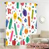 2D Flat Printing  JIT 2pcs   Curtains (Without Rod) Colorful Doodles Pattern Chic Curtains Durable 100% Polyester Fabric Curtains