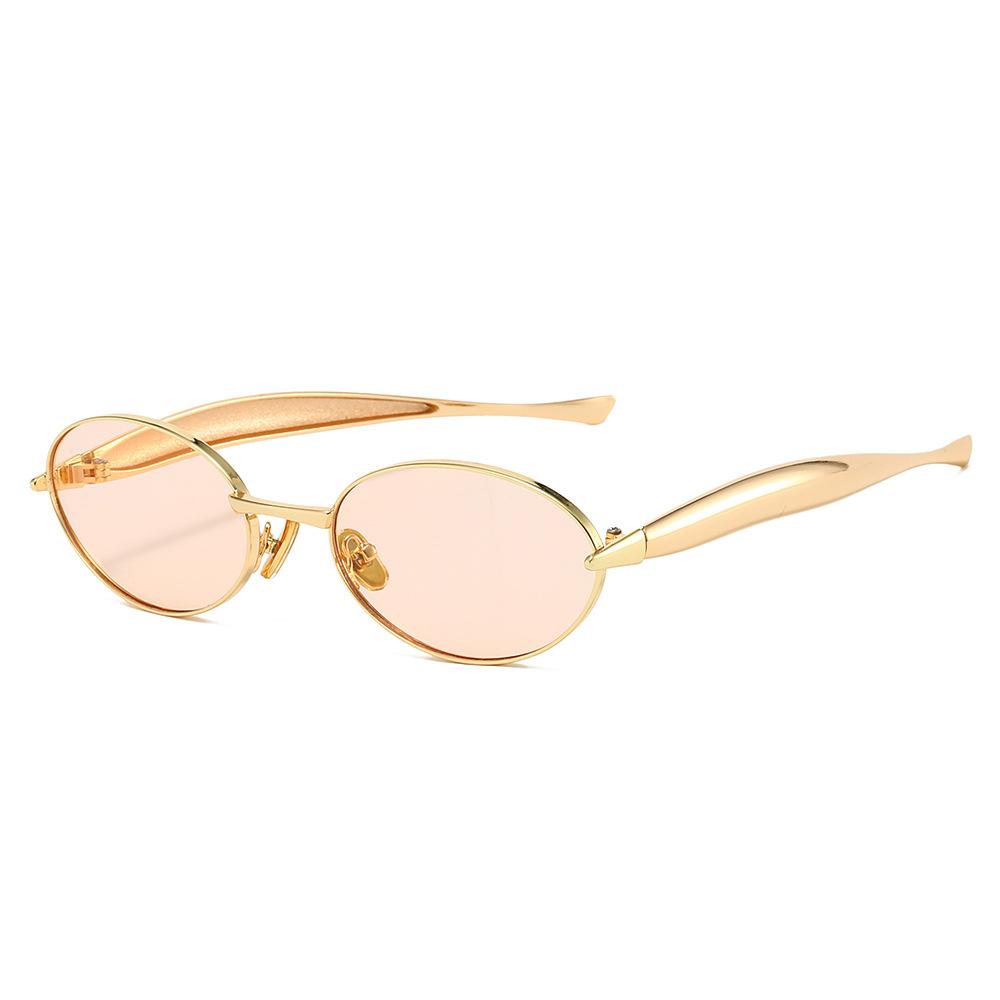 New Oval Small Frame Women Sunglasses  Personality Fashion Metal High End Trend Temperament Men Glasses Uv400