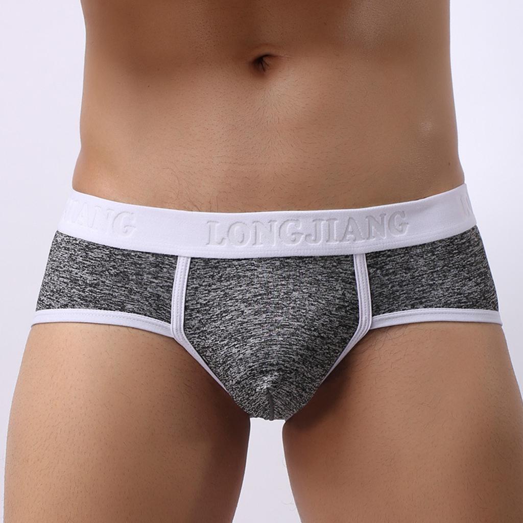 Longjiang Wide Waistband Men Soft Underwear Patchwork Briefs Ultra U Convex Mid Waist Panties For Inside Wear