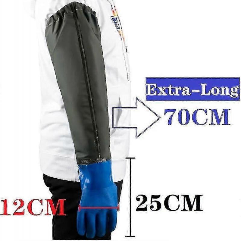 Extra Long Waterproof Rubber Gloves - Reusable For Pond And Fishing
