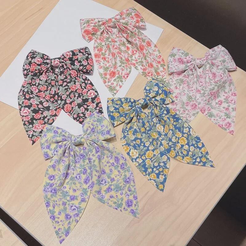 Retro French Pastoral Floral Bow Hairpin for Women
