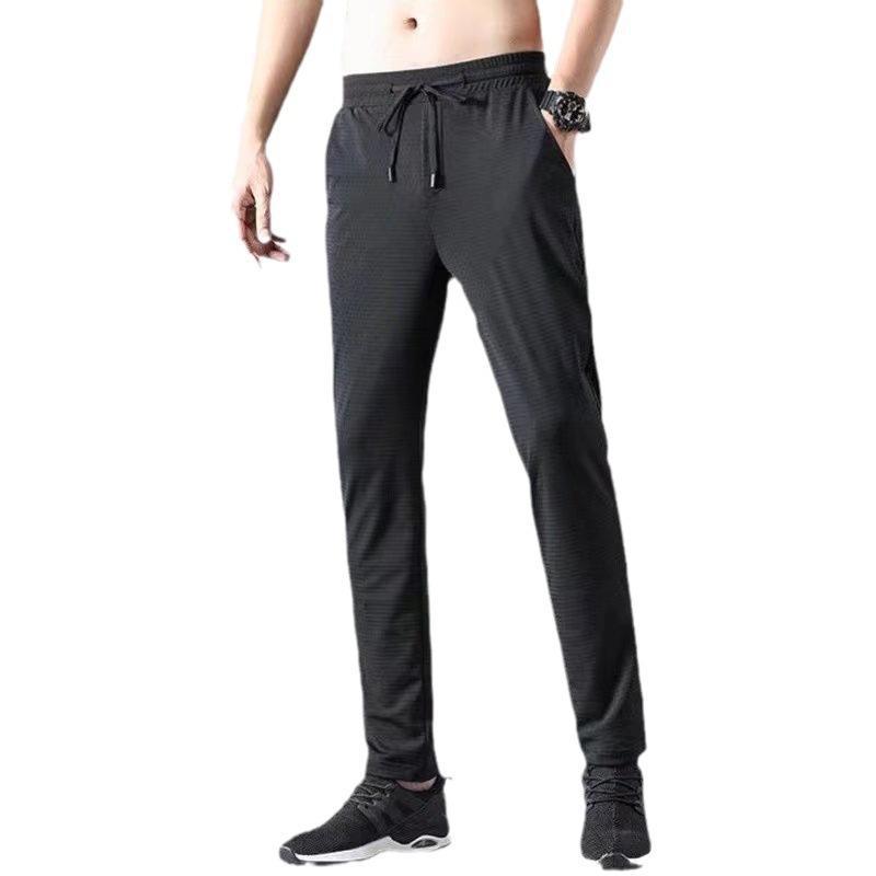New ice silk casual pants men's loose trend breathable straight mesh sports pants ins tide