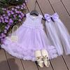Girls' Sleeveless Korean-Style Tulle Dress with Bow