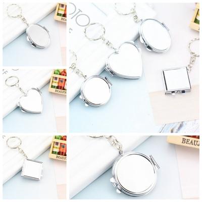 Porte-clés Miroir Pliant en Métal avec Anneau Porte-clés Miroir Cosmétique Double Face Porte-clés Jouet pour Filles